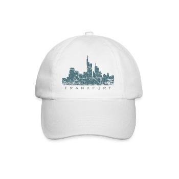 Frankfurter Skyline (Vintage/Blau) Frankfurt - Baseballkappe - Weiß/Weiß - Vorne