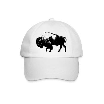 Bison - Wisent - Büffel - Buffalo - Baseballkappe - Weiß/Weiß - Vorne
