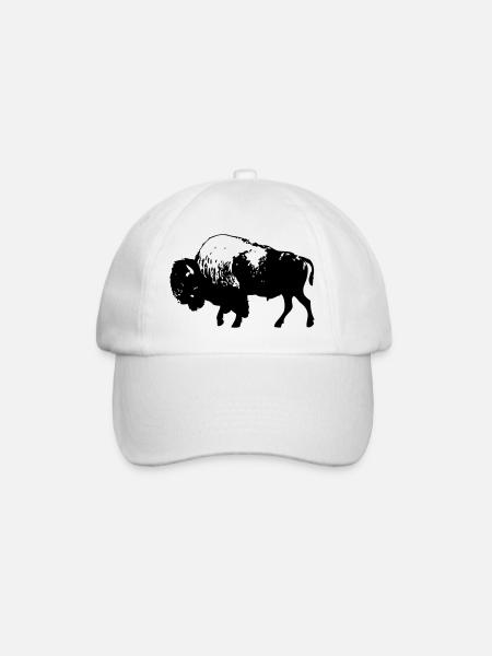 Bison - Wisent - Büffel - Buffalo - Baseballkappe - Weiß/Weiß