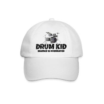 Drum Kid Kinder Schlagzeug Drums (Silence) - Baseballkappe - Weiß/Weiß - Vorne