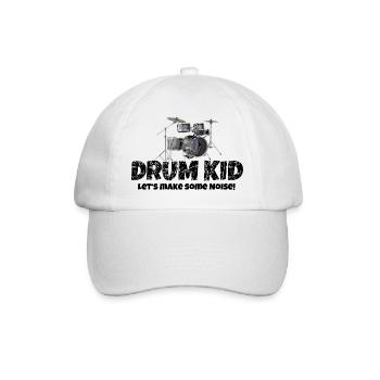 Drum Kid Kinder Schlagzeug Drums (Noise) - Baseballkappe - Weiß/Weiß - Vorne