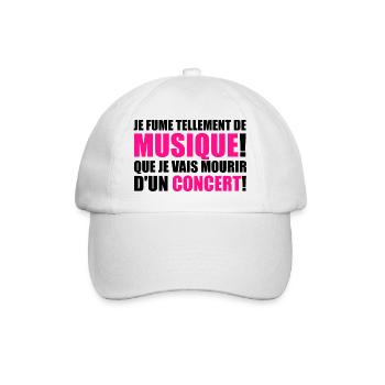 je fume tellement de musique! - Baseball Cap - white/white - Front