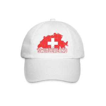Schweizer Kartenkreuz-Emblem mit Silhouetten - Baseballkappe - Weiß/Weiß - Vorne