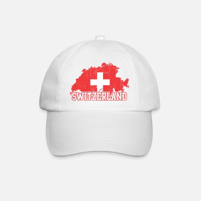 Swiss Map Cross Emblem with Silhouettes - Baseball Cap - white/white