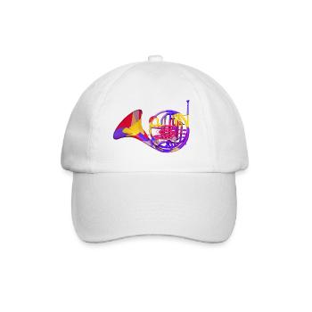 Horn, musical instrument, wind instrument - Baseball Cap - white/white - Front
