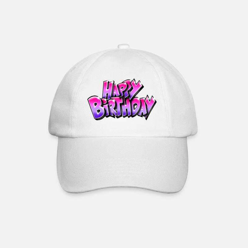 Graffiti Happy Birthday - Baseballkappe - Weiß/Weiß