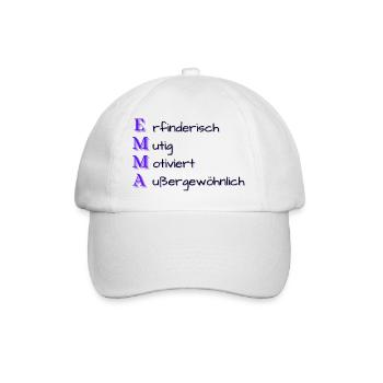 Emma: Name und Eigenschaften - Baseballkappe - Weiß/Weiß - Vorne
