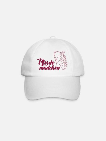 pferdekopf strichzeichnung pferdemädchen bordeaux - Baseballkappe - Weiß/Weiß