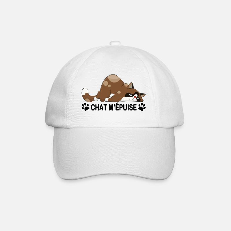 Chat m'épuise - Casquette classique - blanc/blanc