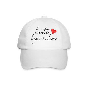 Beste Freundin Spruch Schrift Herz - Baseballkappe - Weiß/Weiß - Vorne