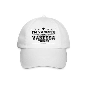 Ich bin Vanessa, die Vanessa Dinge macht - Baseballkappe - Weiß/Weiß - Vorne