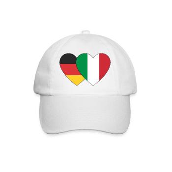 deutsch italienische Liebe mit 2 Herzen grenzenlos - Baseballkappe - Weiß/Weiß - Vorne