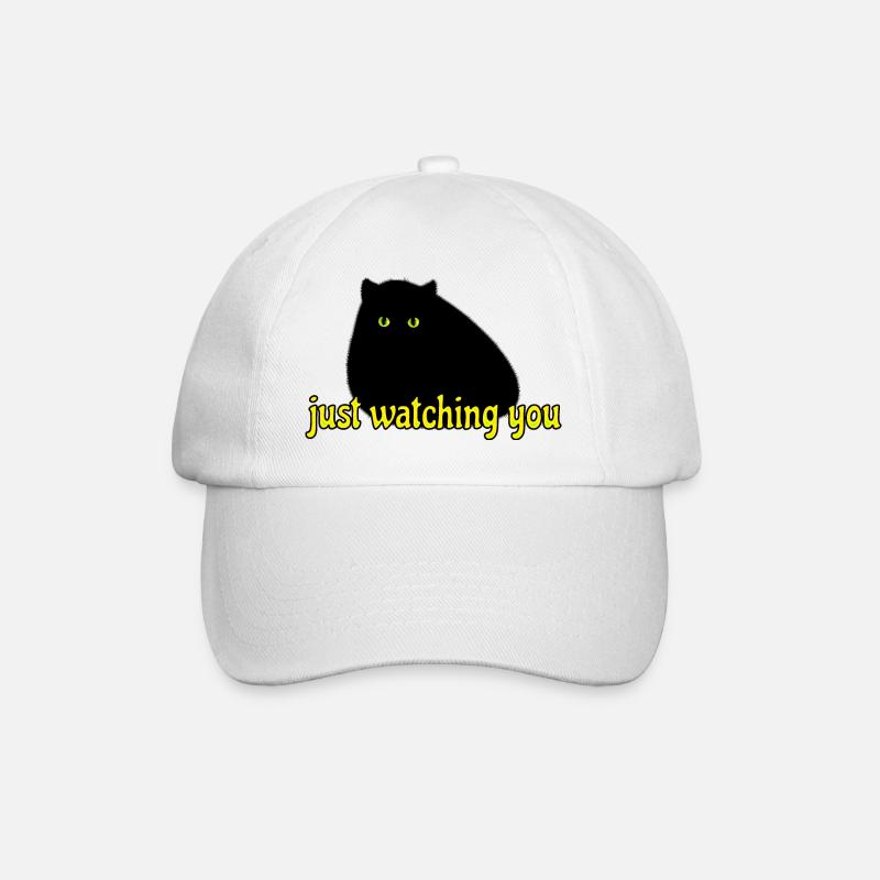 black cat is watching you - Baseballkappe - Weiß/Weiß