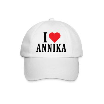 T-Shirt Ich liebe Annika T-Shirt Geschenkidee - Baseballkappe - Weiß/Weiß - Vorne