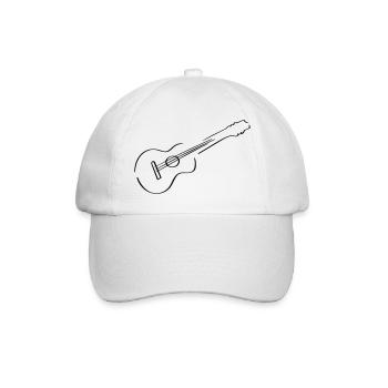 Guitar Line Art - Minimalist - Baseball Cap - white/white - Front