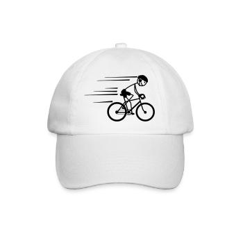 Cyclist stickman who rides hard with helmet on - Baseball Cap - white/white - Front
