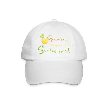 Sommer, Sonne, Spritzerzeit! Weinglas - Baseballkappe - Weiß/Weiß - Vorne