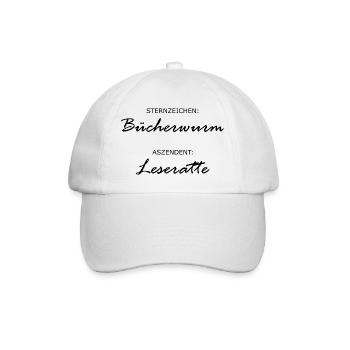 Sternzeichen Bücherwurm | Geschenk lesen Leseratte - Baseballkappe - Weiß/Weiß - Vorne