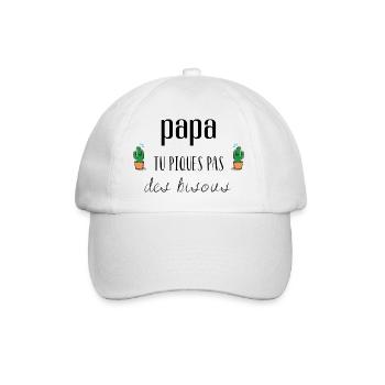 papa tu piques pas des bisous - Casquette classique - blanc/blanc - Devant