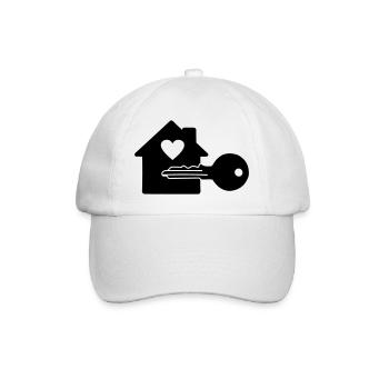 Key with house key heart - Baseball Cap - white/white - Front