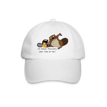 Ich hasse Menschen, aber Holz ist toll... - Baseballkappe - Weiß/Weiß - Vorne