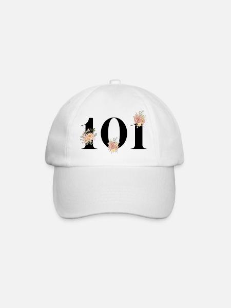 101e anniversaire fleuris (Cadeau de 101 ans) - Casquette classique - blanc/blanc