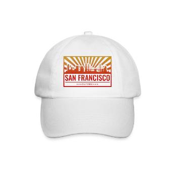San Francisco Sonnenuntergang Skyline - Baseballkappe - Weiß/Weiß - Vorne