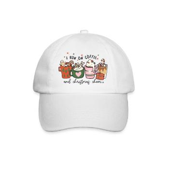Ich laufe auf Kaffee und Weihnachtsstimmung - Baseballkappe - Weiß/Weiß - Vorne