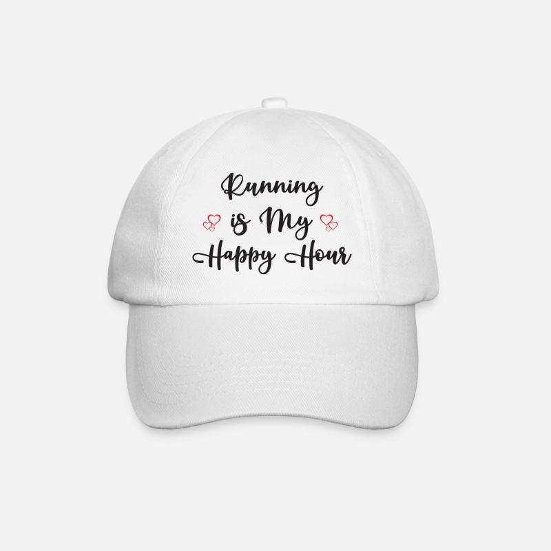 Laufen ist meine Happy Hour - Baseballkappe - Weiß/Weiß