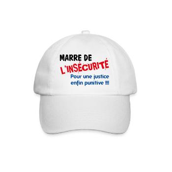 Marre de l'insécurité - Casquette classique - blanc/blanc - Devant
