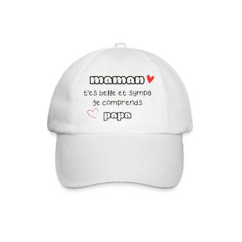 maman t'es belle et sympa je comprends papa - Casquette classique - blanc/blanc - Devant