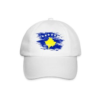 Kosovo Flagge used - Baseballkappe - Weiß/Weiß - Vorne