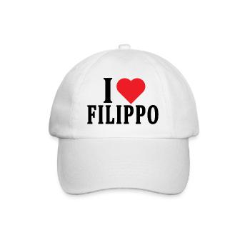 T-Shirt Ich liebe Filippo T-Shirt Geschenkidee - Baseballkappe - Weiß/Weiß - Vorne