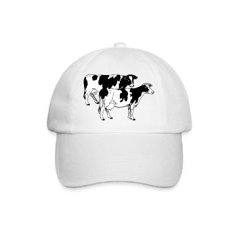 Two cows black and white - Baseball Cap - white/white - Front