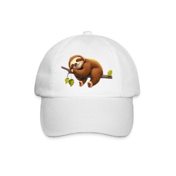 Sleeping sloth lies on a branch - Baseball Cap - white/white - Front