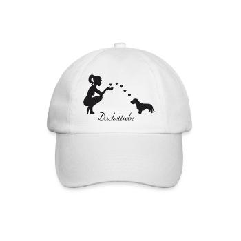 Rauhaardackel mit Frau - Baseballkappe - Weiß/Weiß - Vorne
