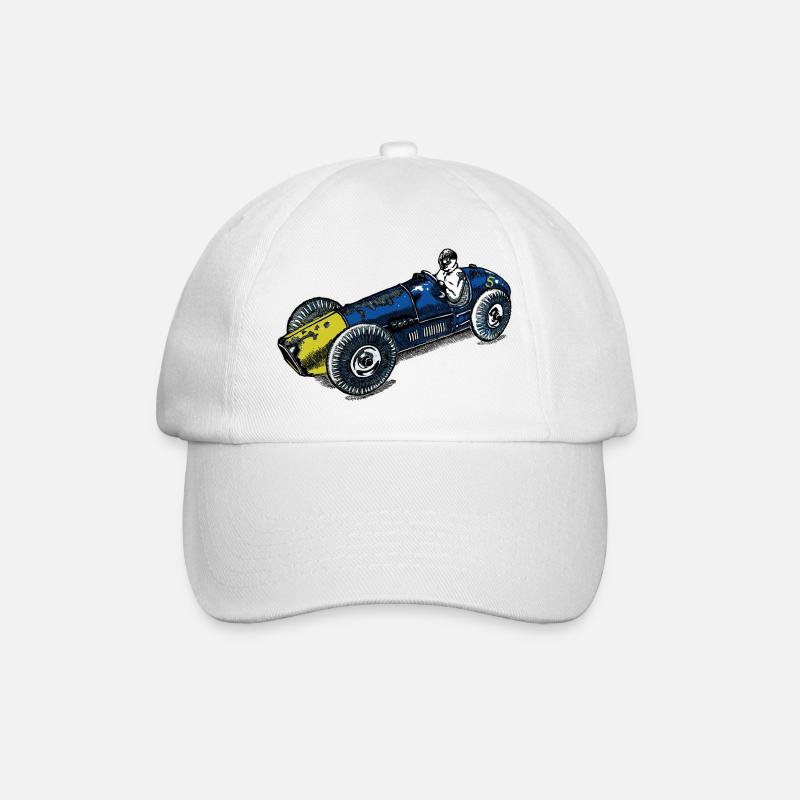 blue yellow race car - Baseball Cap - white/white