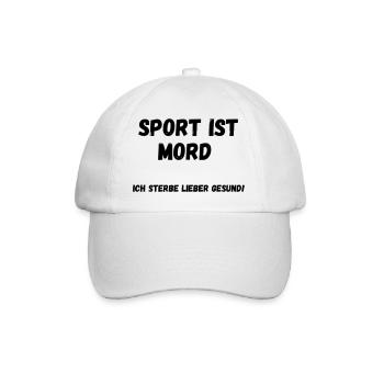 Sport ist Mord Ich sterbe lieber gesund - Baseballkappe - Weiß/Weiß - Vorne