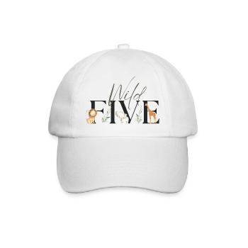 Wild Fifth Birthday Safari Zoo Themed Animals 5 - Baseball Cap - white/white - Front