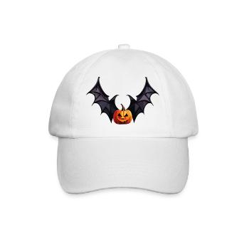 Fledermaus-Kürbiskopf mit schaurigen Flügeln - Baseballkappe - Weiß/Weiß - Vorne