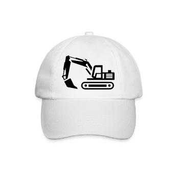 Contours d’une excavatrice : silhouette d’un opérateur d’engin de chantier - Casquette classique - blanc/blanc - Devant