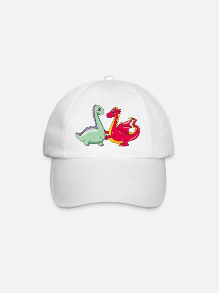 Cartoonish dragon and dino - Baseball Cap - white/white