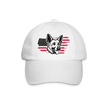 German Shepherd American Flag - Baseballkappe - Weiß/Weiß - Vorne