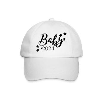 Baby 2024 Aufdruck, Herzen, Unisex - Baseballkappe - Weiß/Weiß - Vorne