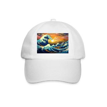 the great wave off of kanegawa - Baseball Cap - white/white - Front