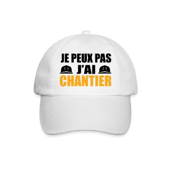 Je Peux Pas J’ai Chantier Travail Travaux Cadeau - Casquette classique - blanc/blanc - Devant