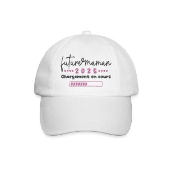 Cadeau original future maman 2025 chargement... - Casquette classique - blanc/blanc - Devant