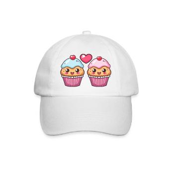 Cupcake Couple Amour Coeur Saint Valentin - Casquette classique - blanc/blanc - Devant