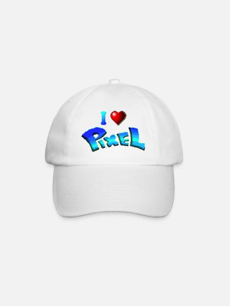 I love pixel - Baseball Cap - white/white