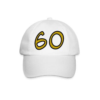 60. 60 YEARS. 60th ANNIVERSARY. 60TH BIRTHDAY. - Baseball Cap - white/white - Front